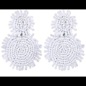 White Bohemian Beaded Earrings
